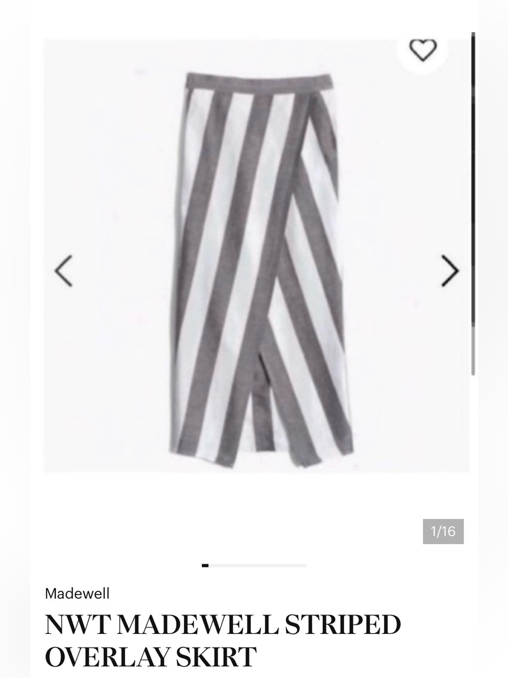 Madewell blue and white striped overlay midi skirt